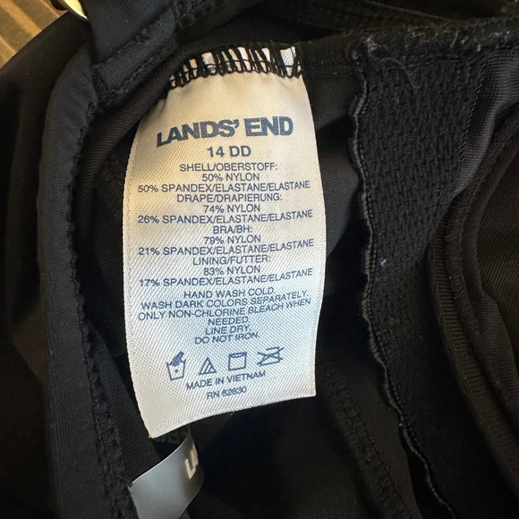 Women's Lands' End Black One-Piece Swim Dress 14DD Modest Swimwear - Picture 2 of 6